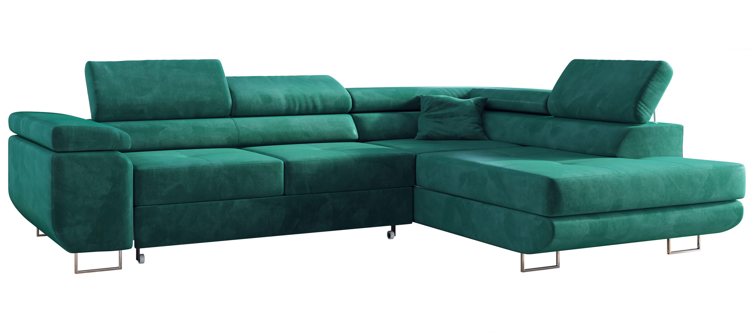 ECKSOFA GUSTAW L Dunkelgrün Velvet Rechts Seite - Dunkelgrün/Silberfarben, Textil/Metall (275/205cm) - MKS