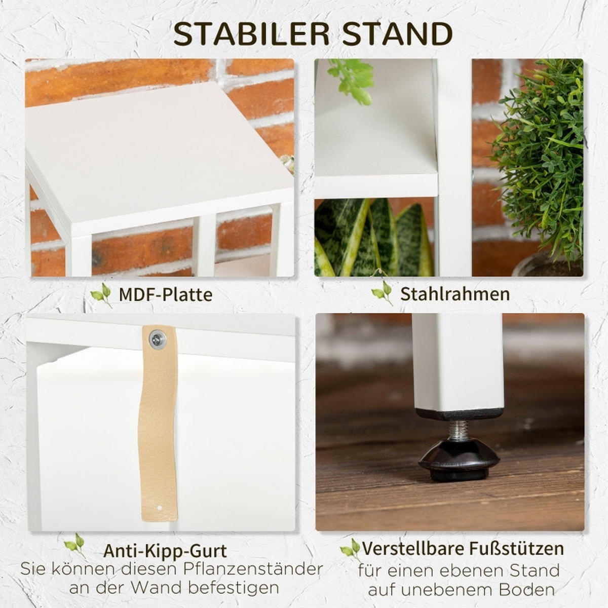 BLUMENTREPPE aus Stahl 65x23x94,5 cm in Weiß mit 7 Ebenen - Weiß, Metall (23/94.5/65cm) - Modfu