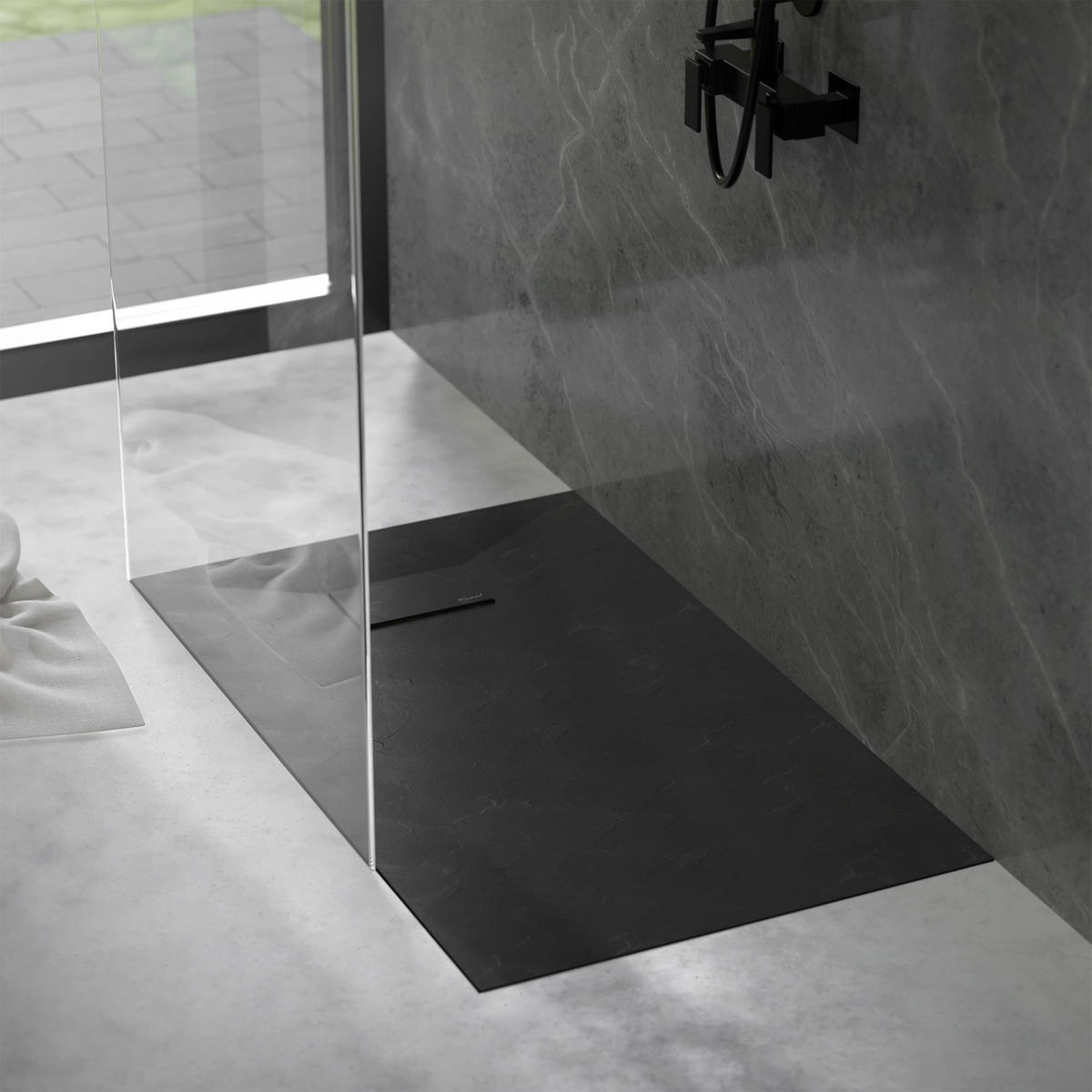 SPRCHOVÁ VANICKÁ 120x90 cm černá se sifonovou sadou z SMC - černá, plast (90/3/120cm) - LuxeBath