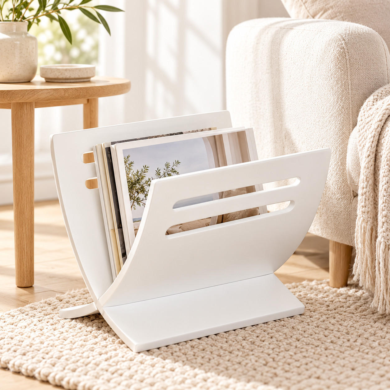 ZEITUNGSSTÄNDER Holz Weiß - Weiß, Holz (30/29/36cm) - Homestyle4u