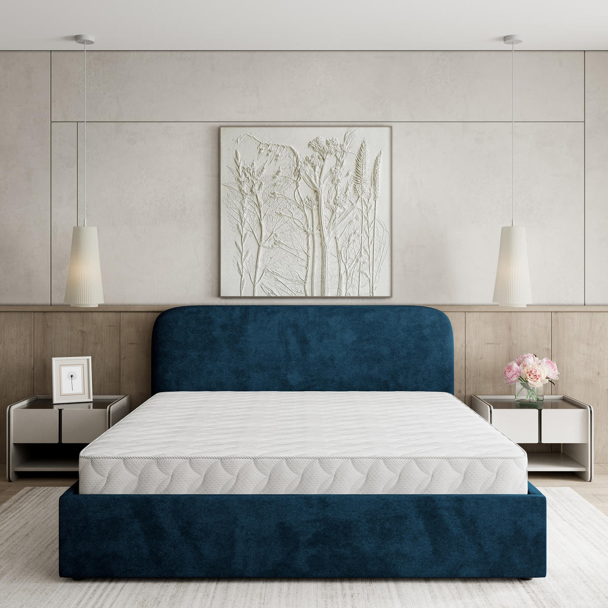 POLSTERBETT RENIVE K 120x200 cm mit Bettkästen - Blau - Blau, Holz/Textil - MASSENO