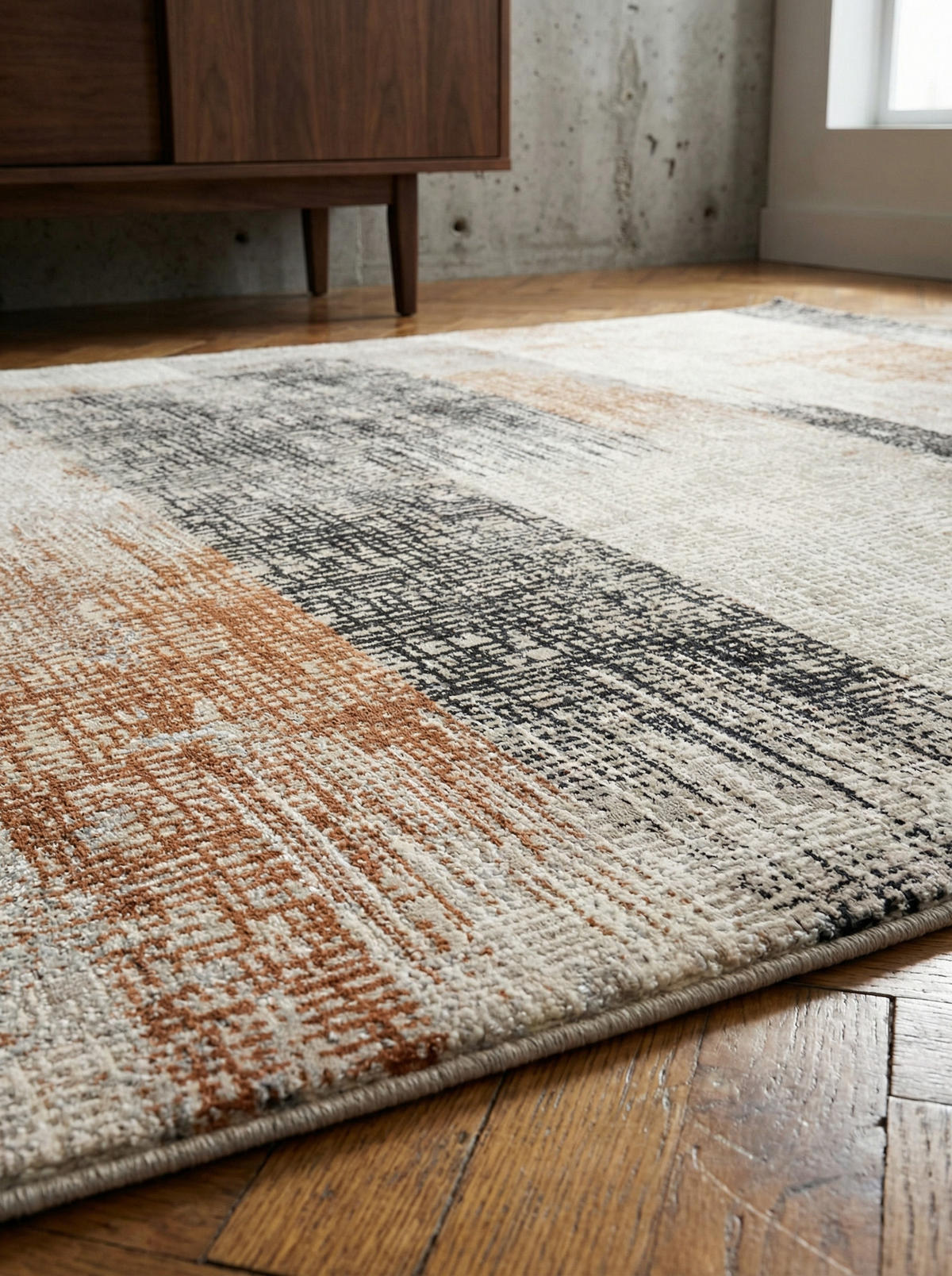 TEPPICH Velours geometrisch abstrakt pflegeleicht rutschfest TIBER-Orte, Terrakotta 120x170 cm - Orange, Textil (120/170cm) - KADIMA DESIGN