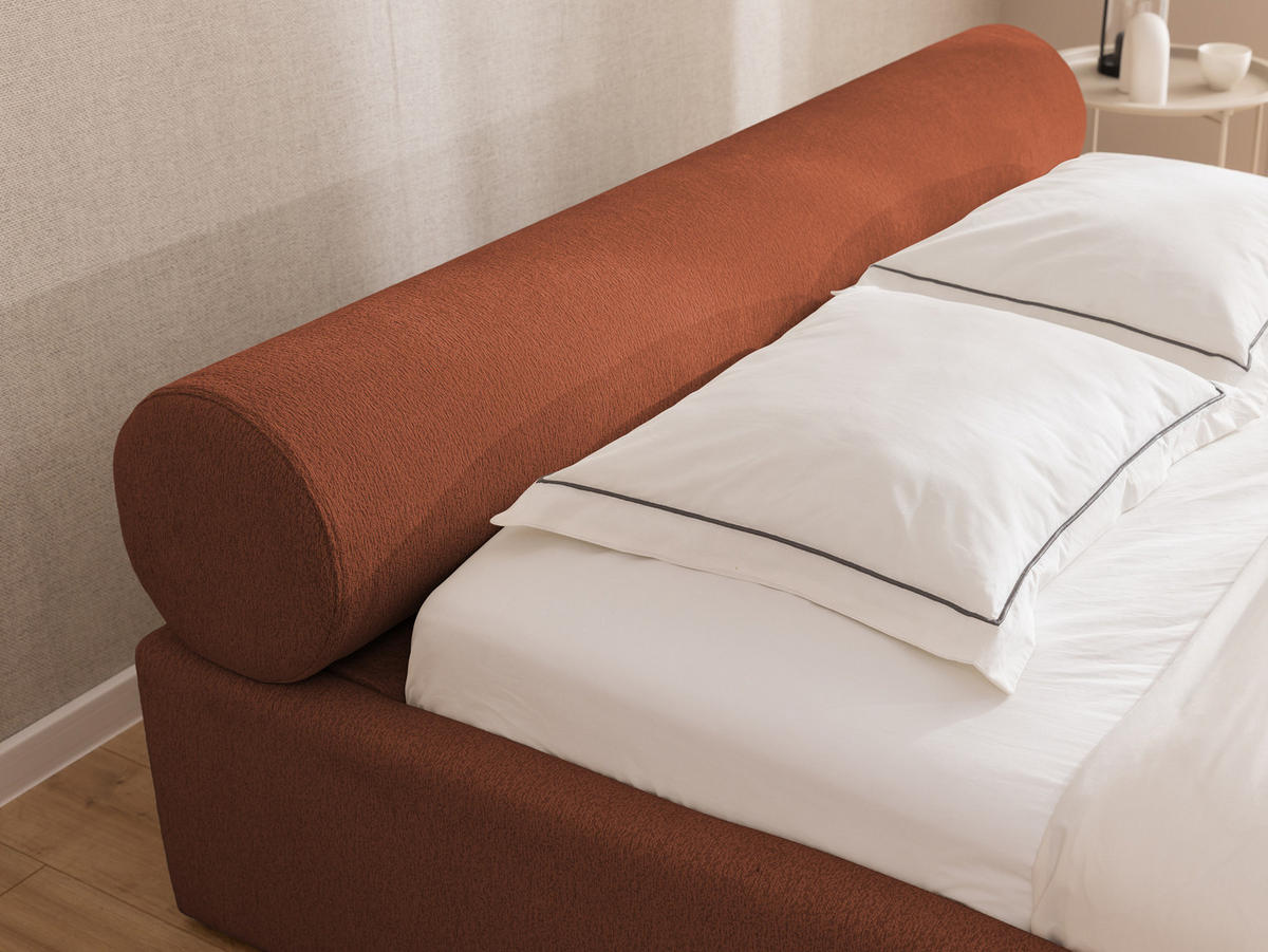 POLSTERBETT 180/200 cm Josy im Designer-Look mit Bettkasten und Lattenrost aus Terrakotta Chenille-Stoff - Terra cotta/Schwarz, Holz/Kunststoff (180/200cm) - S-Style Möbel