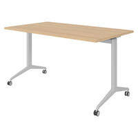 SEMINARTISCH klappbar & fahrbar 80/140/75 cm in Eichefarben/Silberfarben - Eichefarben/Silberfarben, Holzwerkstoff (80/140/75cm) - bümö
