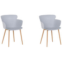 ESSZIMMERSTUHL 2er-Set Kunststoff Grau Sumkley - Grau, Kunststoff/Metall (61/82/54cm) - Beliani