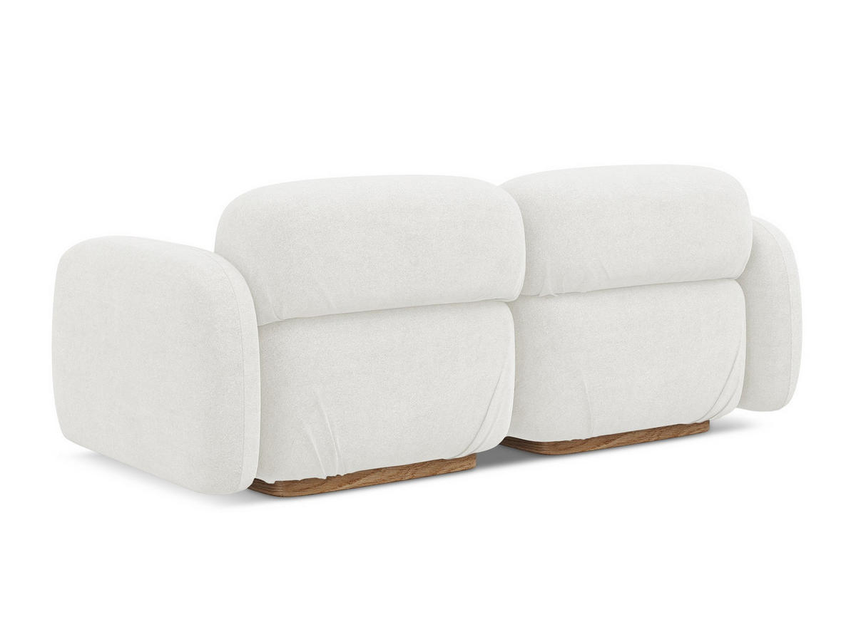 3-SITZER SOFA Bouclé Stoff Weiß - Weiß/Braun, Holz/Textil (190/73/95cm) - Makamii