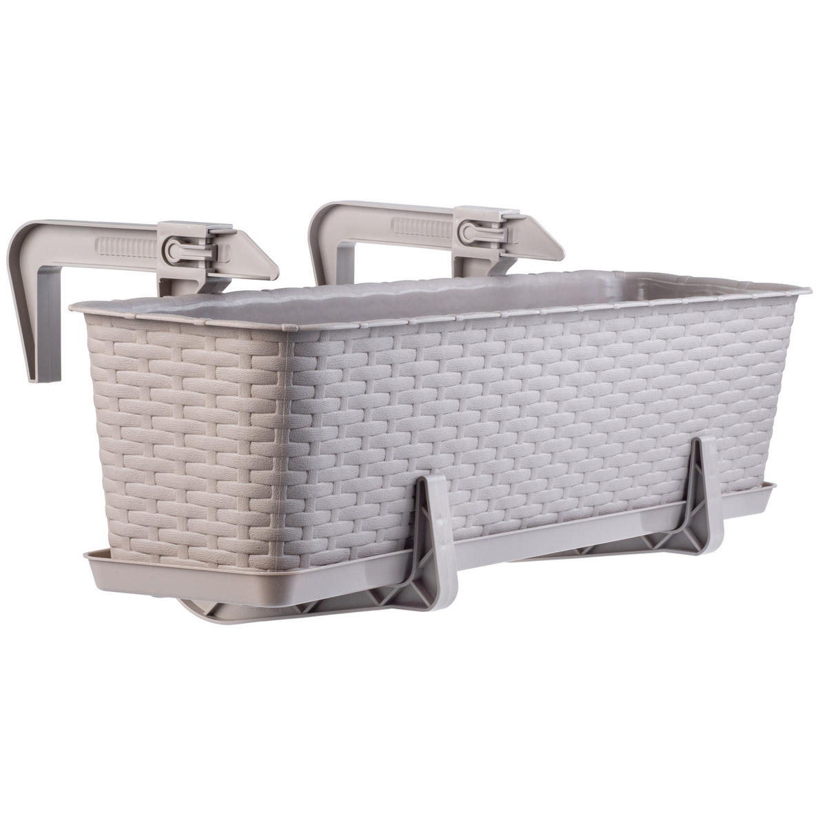 Blumentopf mit Untersetzer und 2 Griffe 60 cm, Beige - Beige, Kunststoff (17/60cm) - KADAX