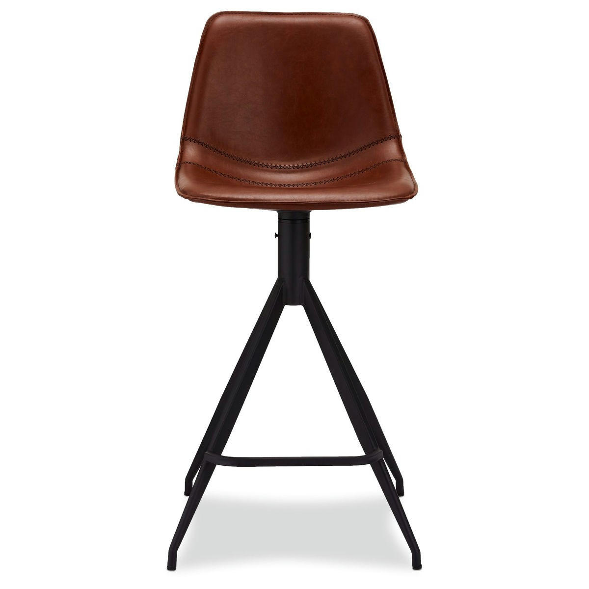 BARHOCKER-SET 2 Stück in Kunstleder - Schwarz/Braun, Textil/Metall (48/98/57cm) - Furnhouse