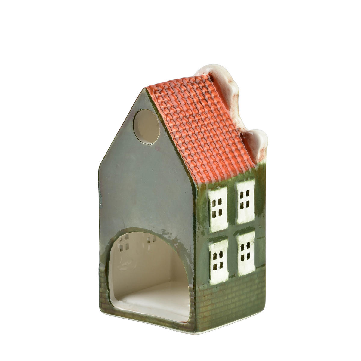 TEELICHTHALTER Hytte Grün 6,5x5,5x12 cm Keramik - Grün, Keramik (6.5/12cm) - Mondex
