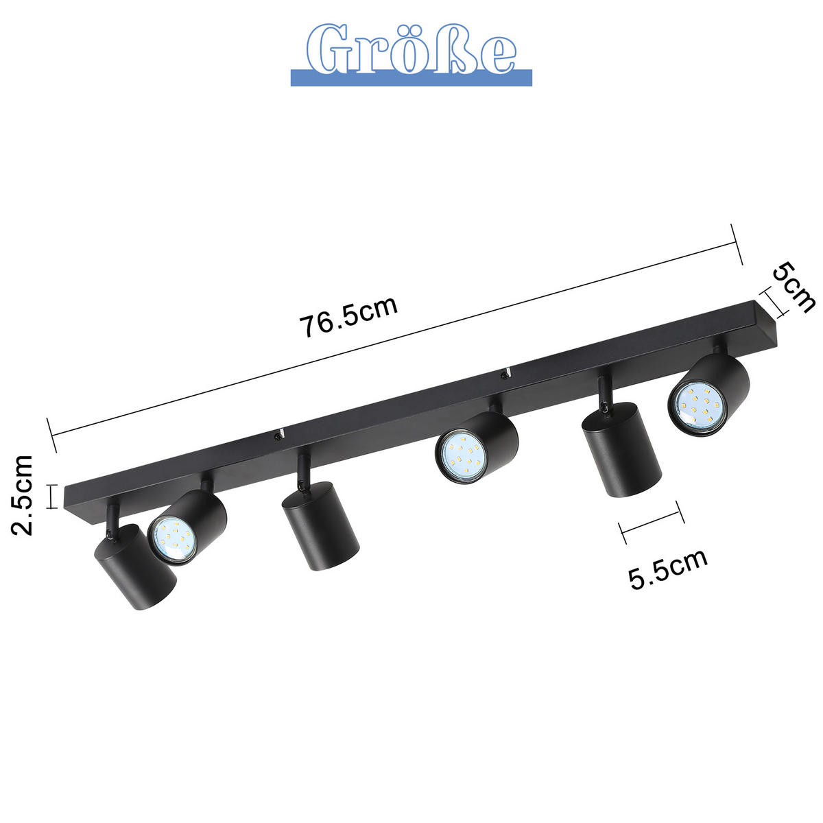 STRAHLER Roger 6-flammig 77/3/14 cm - Schwarz, Metall (77/3/14cm) - Nettlife