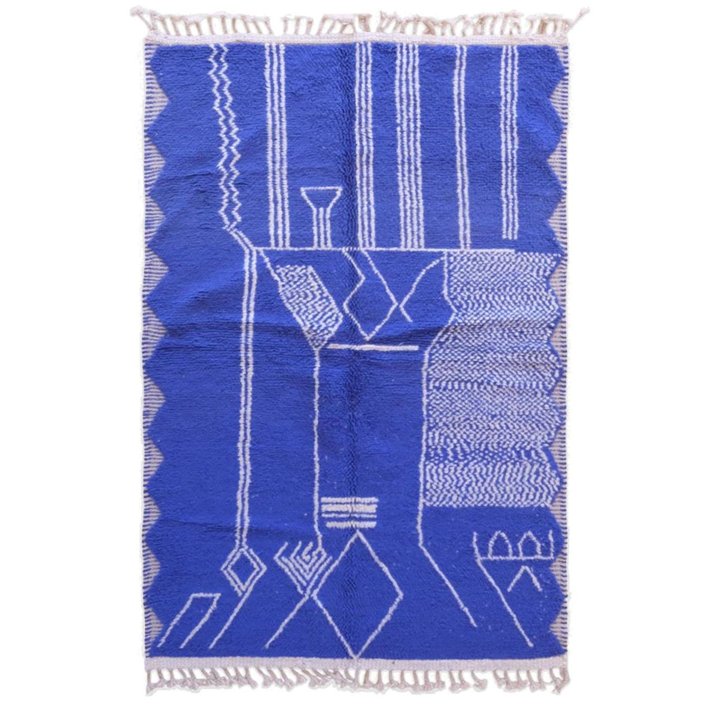 BERBERTEPPICH grafischer Stil aus reiner Wolle 200x 300 cm - Blau, Naturmaterialien (200/300cm) - AFK Living