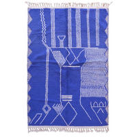 BERBERTEPPICH grafischer Stil aus reiner Wolle 200x 300 cm - Blau, Naturmaterialien (200/300cm) - AFK Living