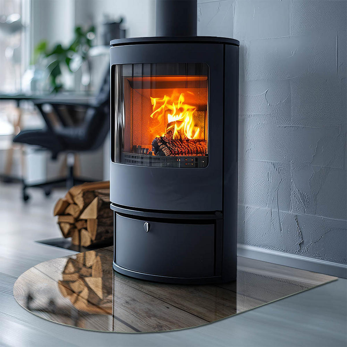 GLASPLATTE für Kamin 80x70 cm - Beige, Glas (80/70/0.4cm) - TULUP