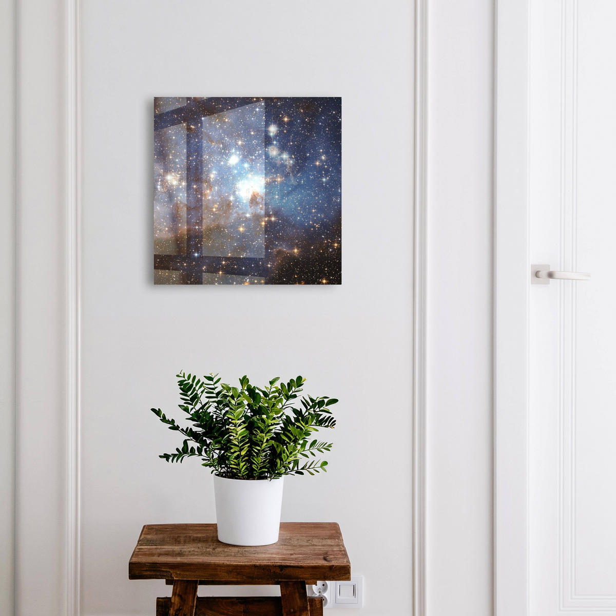SCHLÜSSELBOX Schwarz 30x30 cm- Türöffnung nach rechts - Kosmischer Raum - Blau, Metall (30/30/5cm) - TULUP