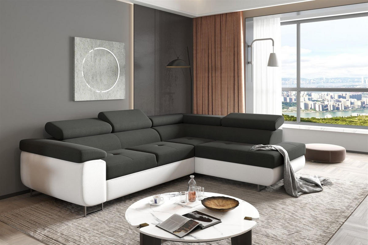 ECKSOFA Jade Mit Schlaffunktion - Schwarz, Holzwerkstoff/Textil (275/202cm) - Fun Möbel
