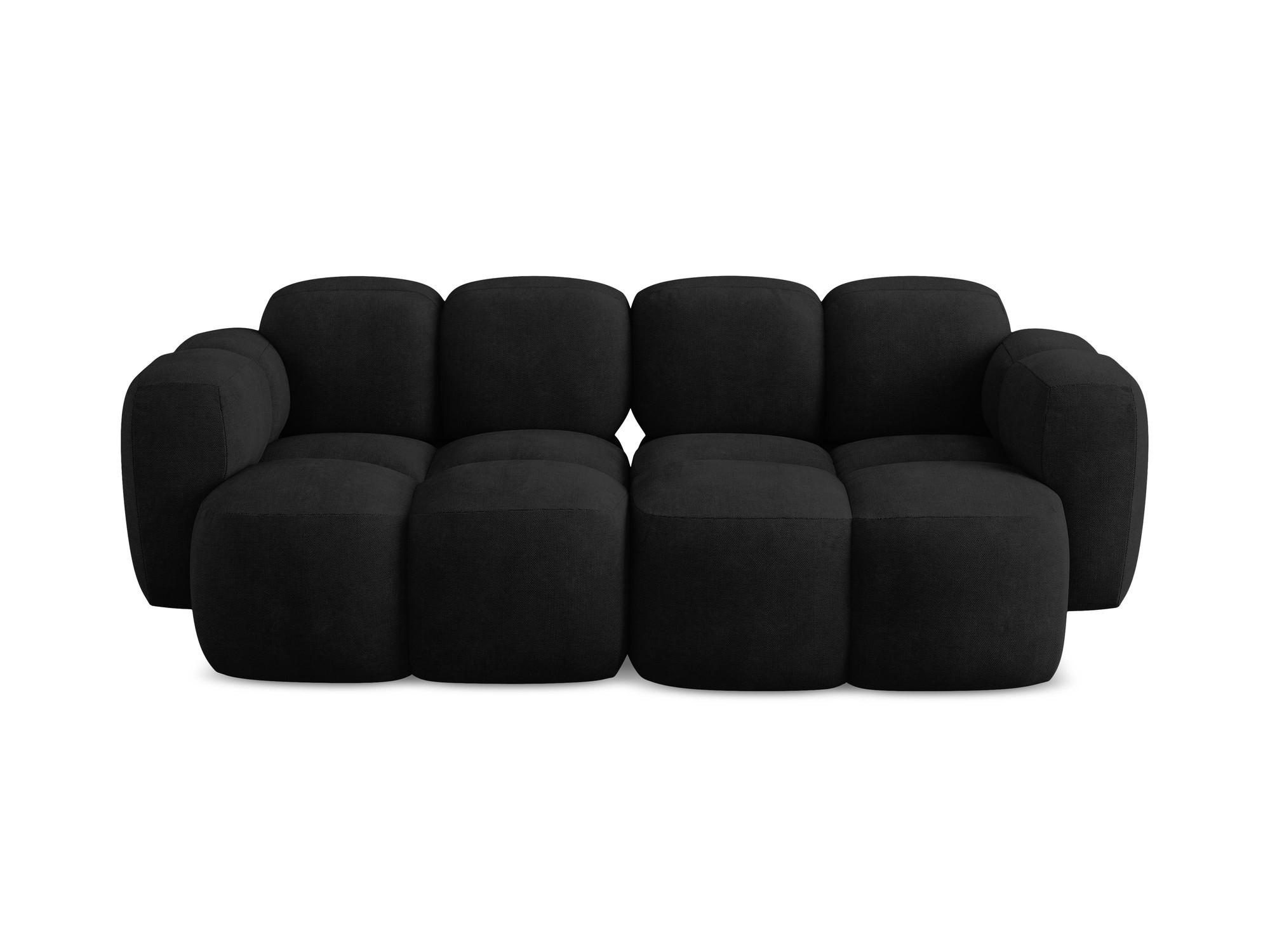 2-SITZER SOFA Chenille Stoff Schwarz - Schwarz, Holzwerkstoff/Kunststoff (210/72/115cm) - Makamii