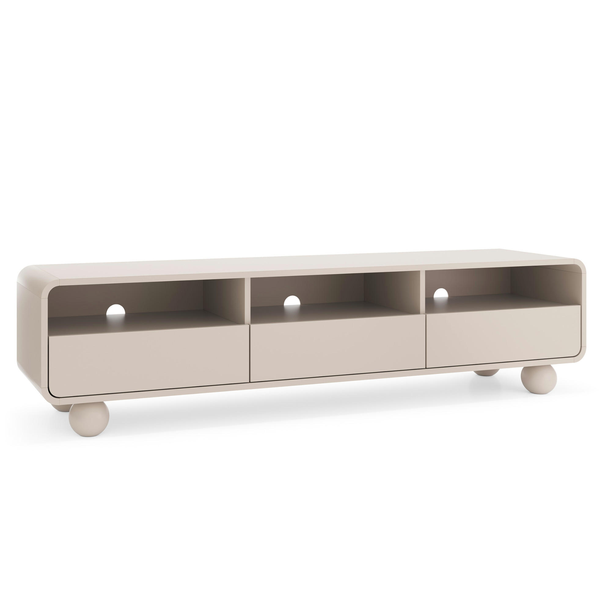 LOWBOARD TV KAMLOOPS RTV2-3S Abgerundeter Korpus, Kaschmir - Kaschmir, Holz/Holzwerkstoff (180/44/39cm) - Komodee