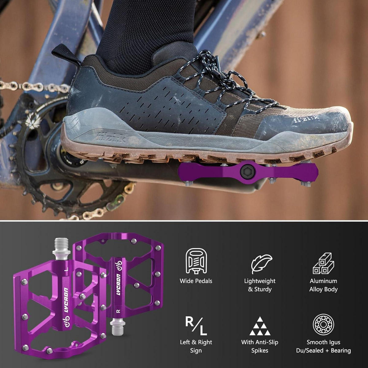 FAHRRADPEDALE Aluminiumlegierung Violett - Violett, Metall (9.6/1.8/10.4cm)