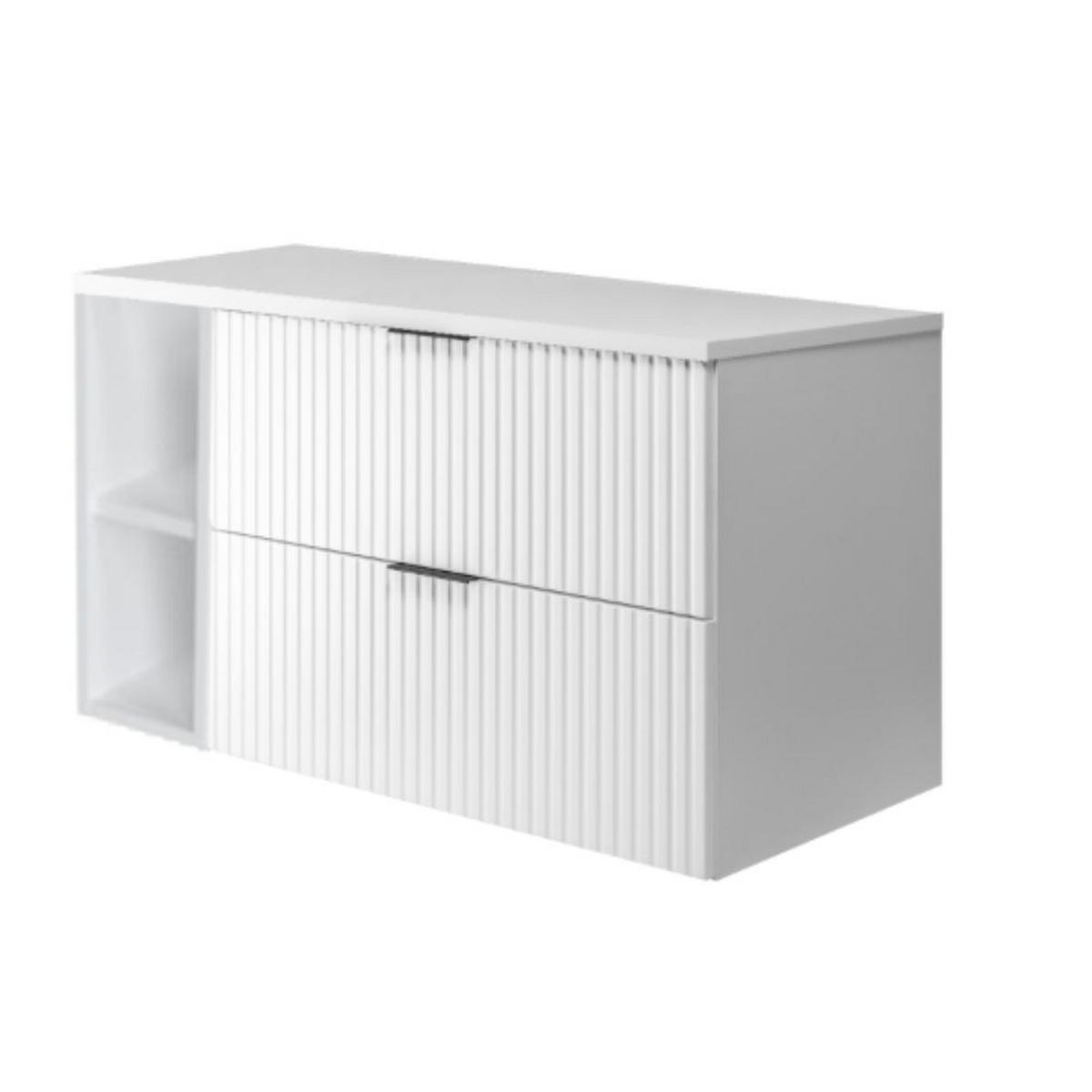 WASCHBECKUNTERSCHRANK FLOW mit Regal Weiß matt 100/57/46 cm - Weiß, Holzwerkstoff (100/57/46cm) - Rodan