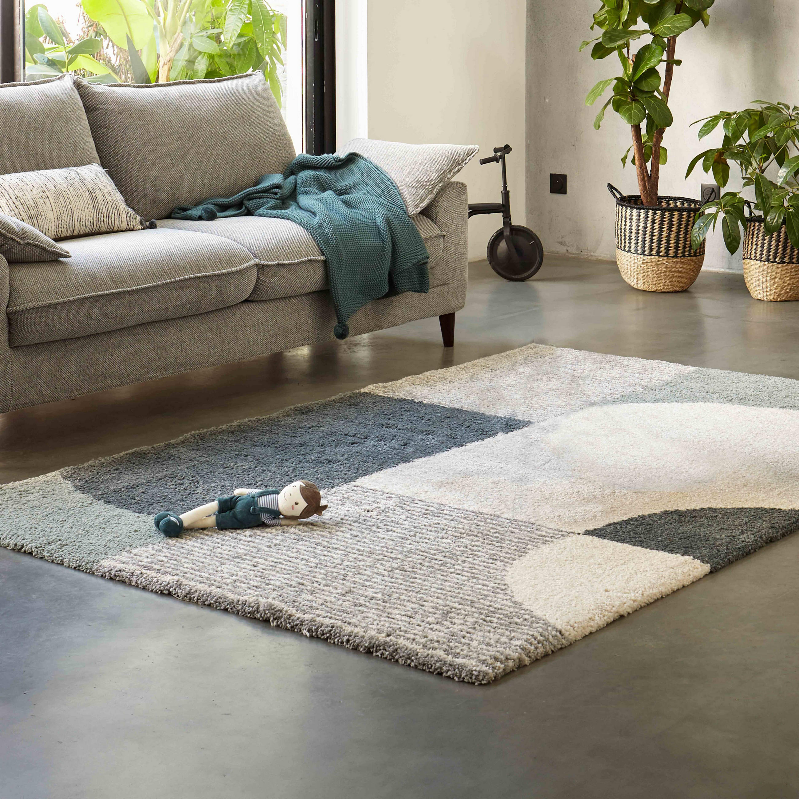 TEPPICH, 120 x 170 cm, Blau - Blau, Textil (170/120cm) - Oviala