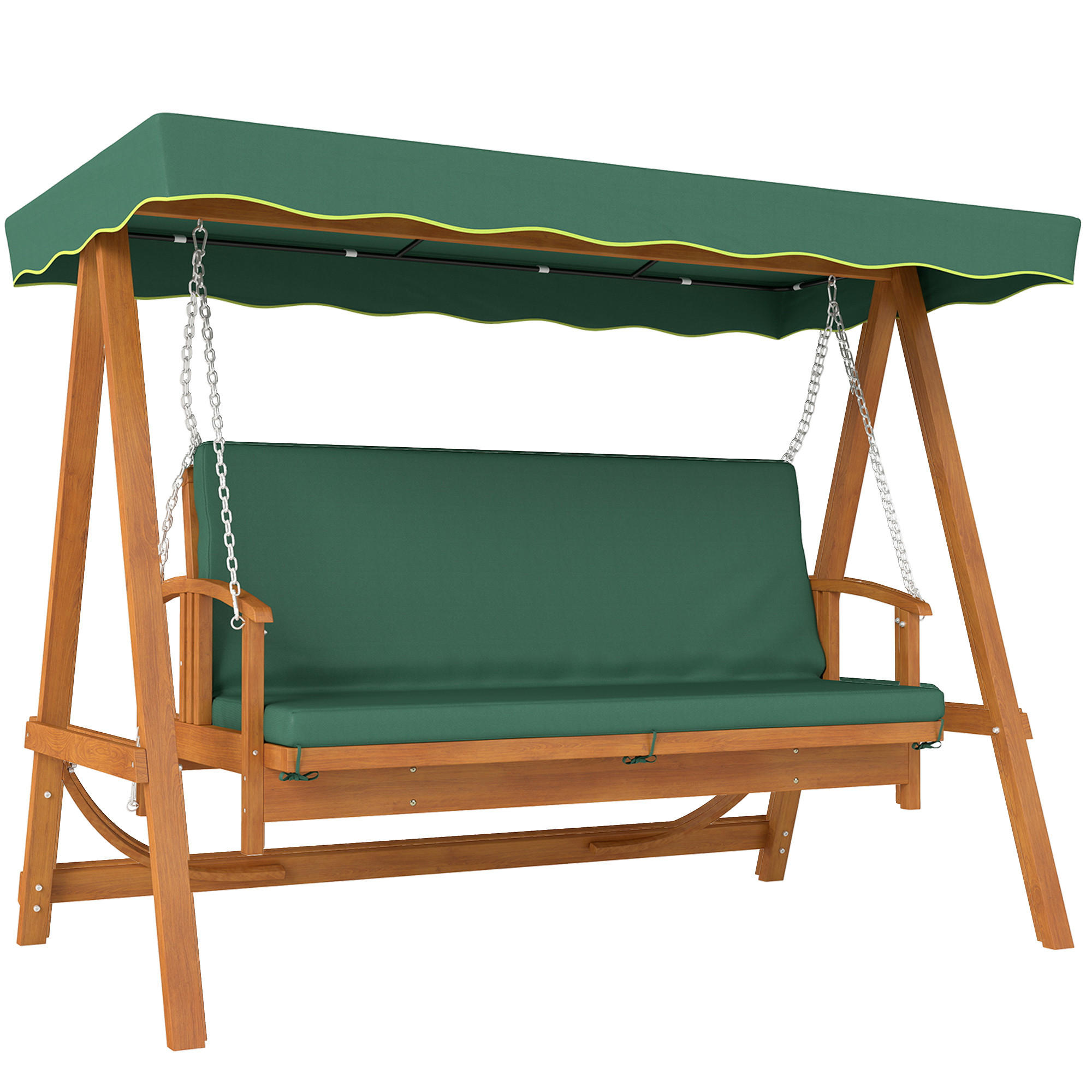HOLLYWOODSCHAUKEL DE-07044 3-Sitzer Echtholz mit Liegefunktion Dunkelgrün - Dunkelgrün, Holz (236/181/130cm) - ComfortXL