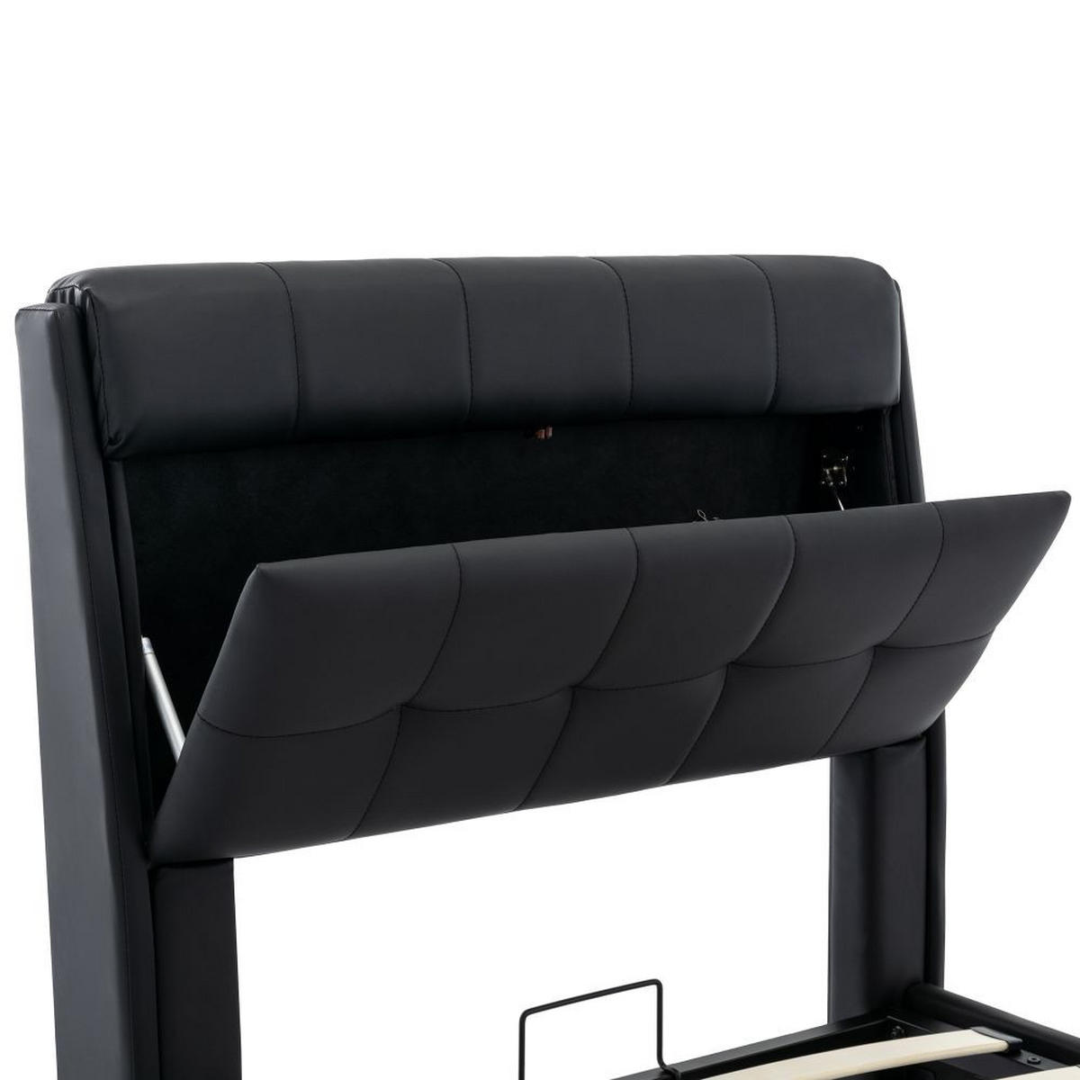 POLSTERBETT 90/200 cm in Schwarz PU mit Lattenrost - Schwarz, Holz/Textil (90/200cm) - KOMHTOM