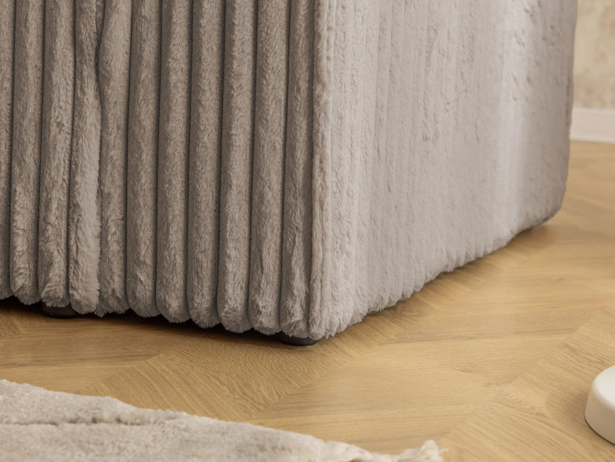 ECKSOFA Rivio mit Schlaffunktion und Bettkasten, Plüschcord Taupe - Taupe/Schwarz, Holz/Kunststoff (149/262cm) - S-Style