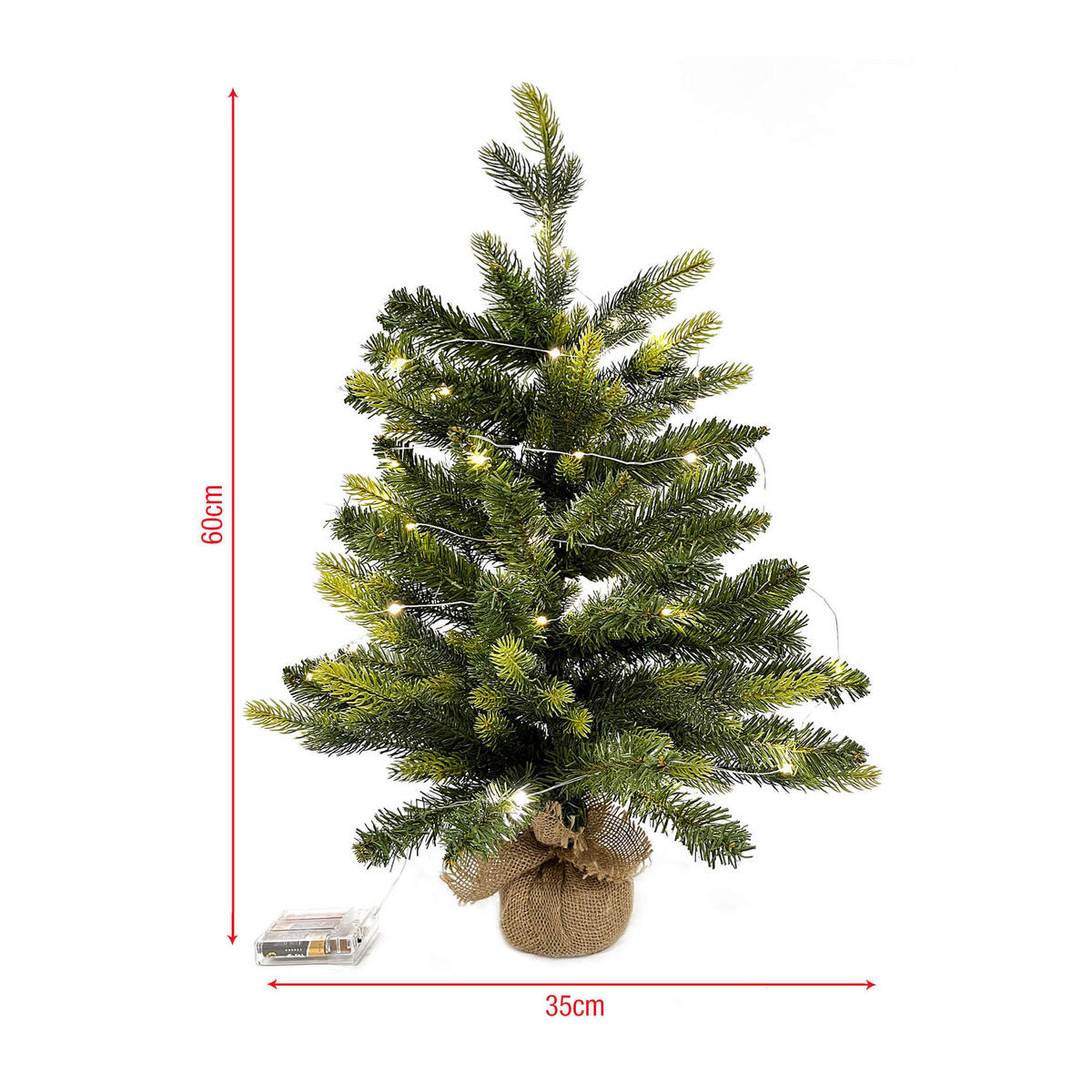 LED-TISCH-WEIHNACHTSBAUM Grün 35/35/60 cm - Grün, Kunststoff (60cm) - Mobili Rebecca