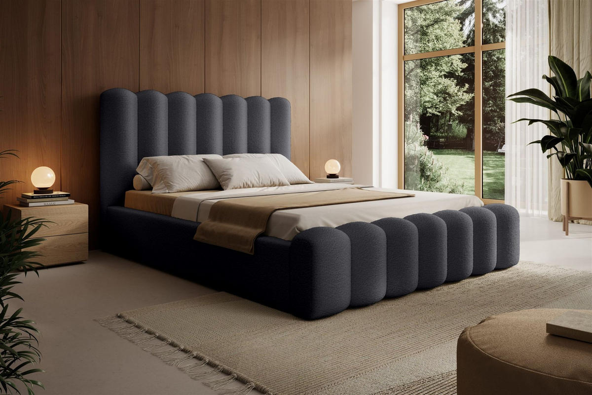 POLSTERBETT Macon Stoff Euphoria - Anthrazit, Holzwerkstoff/Textil (180/200cm) - Fun Möbel