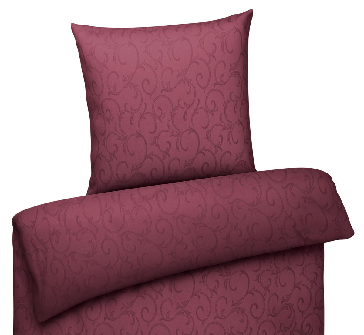 DAMAST-BETTWÄSCHE 135x200 Mako Brokat Bettbezug Ornamente Muster Bordeaux Rot - Made in Germany - Bordeaux, Textil (135/200cm) - Carpe Sonno
