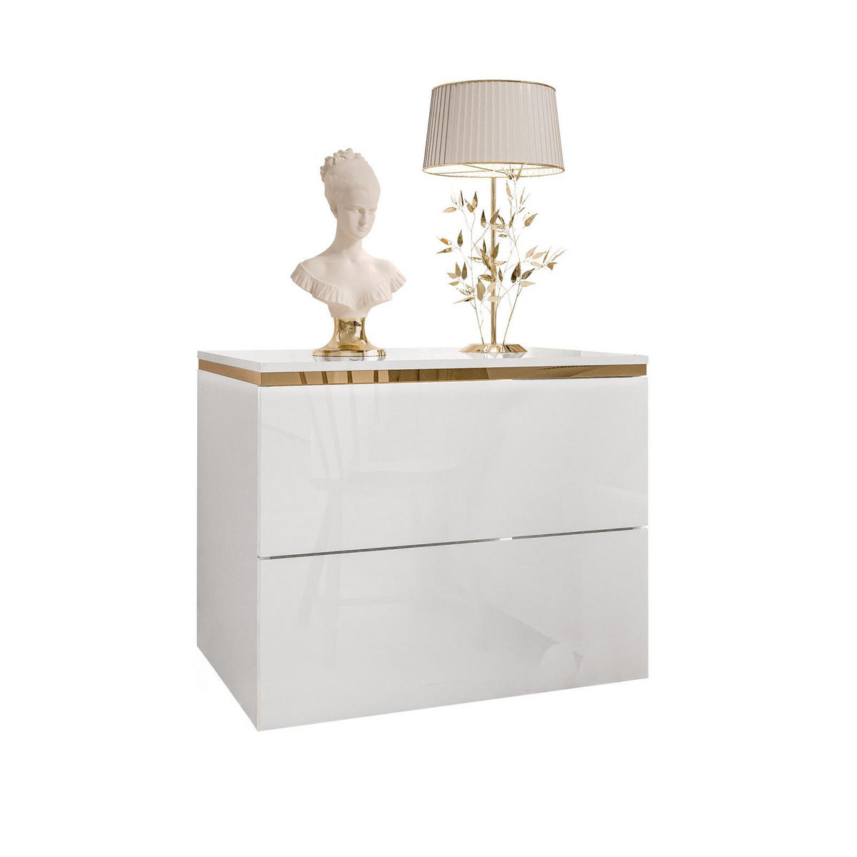 NACHTTISCH AURORA II hängender schrank Weiß / Weiß hochglanz - Weiß Hochglanz, Holzwerkstoff (50/40/37cm) - Lookway