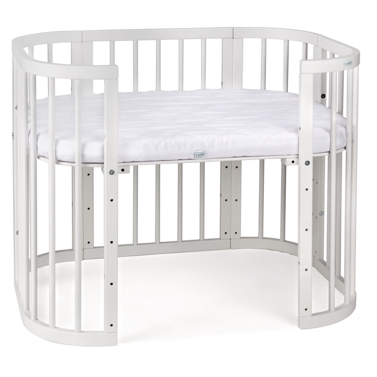 BABYBETT WHITE, 5in1 mit Matratze - Weiß, Holz (65.5/92cm) - waldin