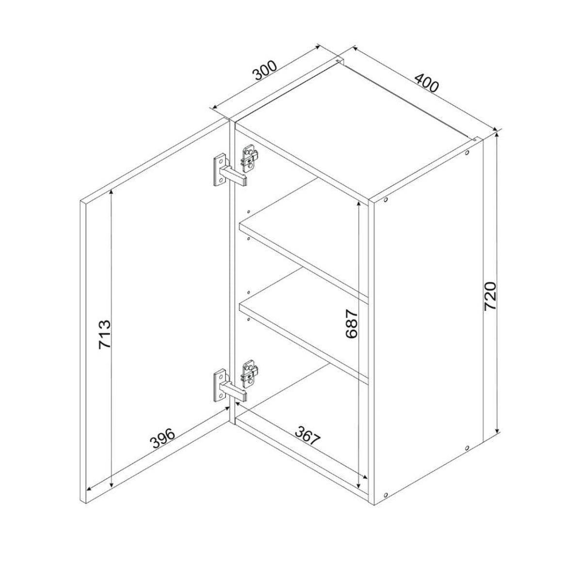 HÄNGESCHRANK W40 P/L ( S1600/22 ) – BONO – Zeitlose Küchenlösung – Gold / Eiche - Eichefarben, Holzwerkstoff (40/72/30cm) - ROYAL24_MARKT