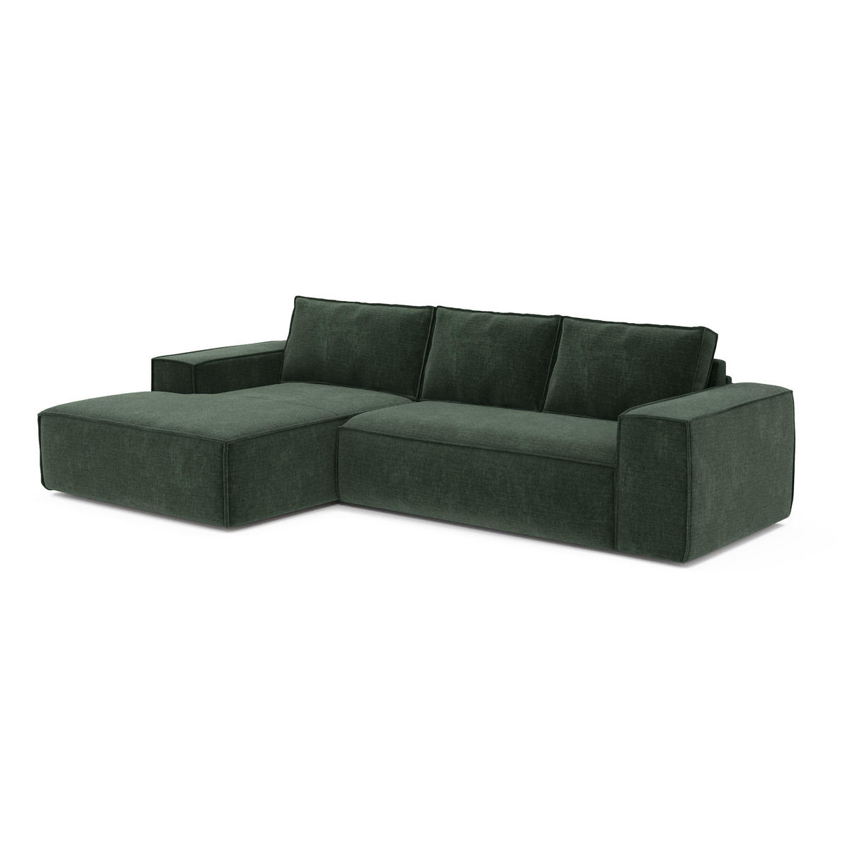 ECKSOFA LINKS Samt Smaragdgrün 302cm - Smaragdgrün, Textil (165/302cm) - Sia Home