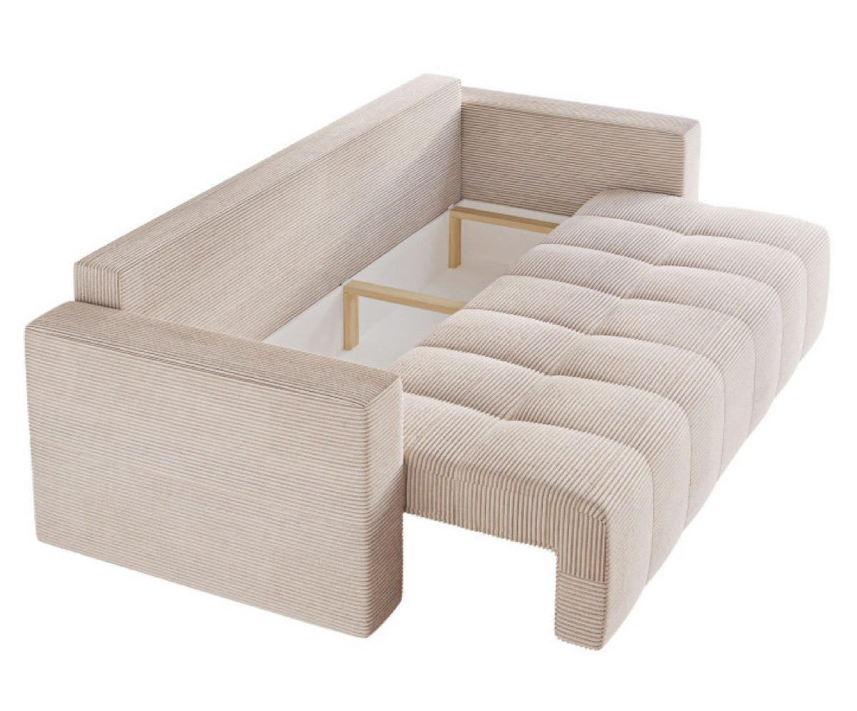 SOFA Dunkelbeige LAG Mit Schlaffunktion - Dunkelbraun/Beige, Textil (233/90/94cm) - Sepro Meble