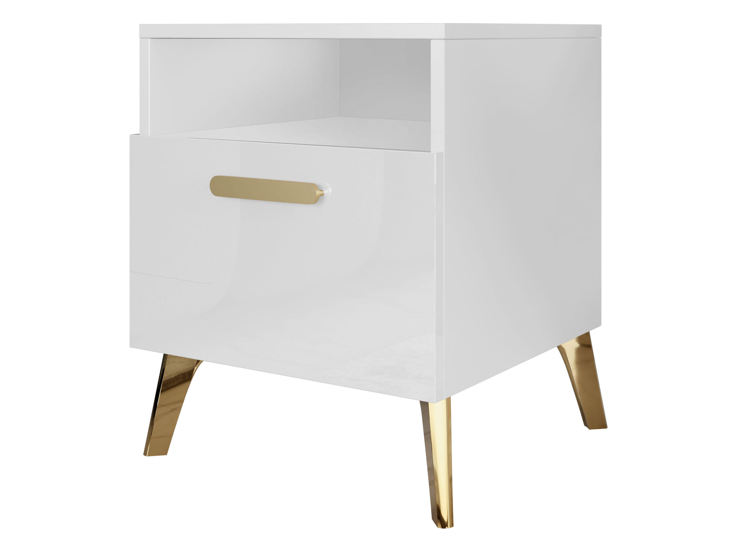 NACHTTISCH Picru 1SZ - Goldfarben/Weiß, Holzwerkstoff/Kunststoff (40/47/38cm) - MIRJAN24