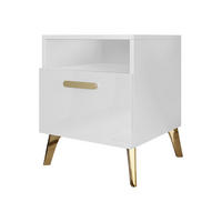 NACHTTISCH Picru 1SZ - Goldfarben/Weiß, Holzwerkstoff/Kunststoff (40/47/38cm) - MIRJAN24