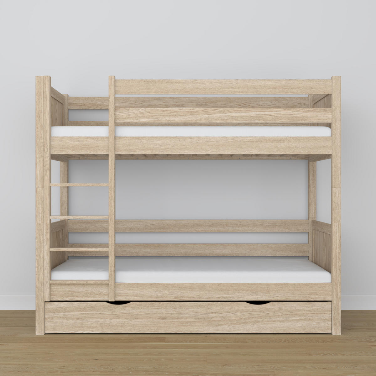 ETAGENBETT N02 mit Schublade Sonoma Eiche 90/200 - Sonoma Eiche, Naturmaterialien/Holz (90/200cm) - N-Wood