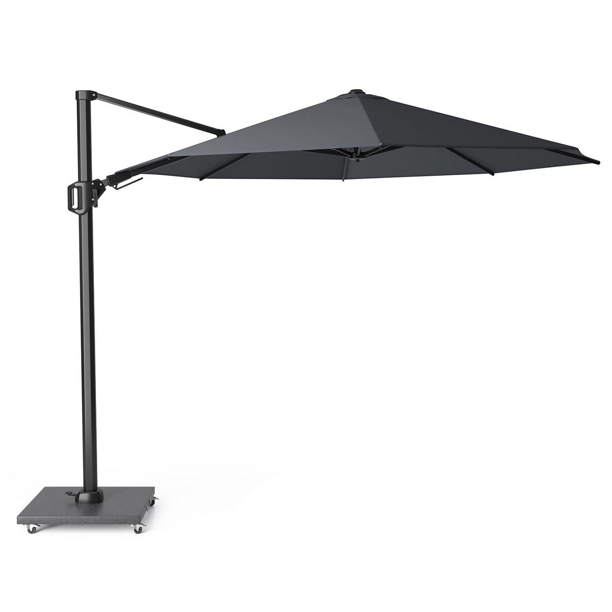 AMPELSCHIRM rund 3.5 m Challenger T² Basic 360° kippbar anthrazit/anthrazit - Anthrazit, Metall (350/350cm) - Platinum