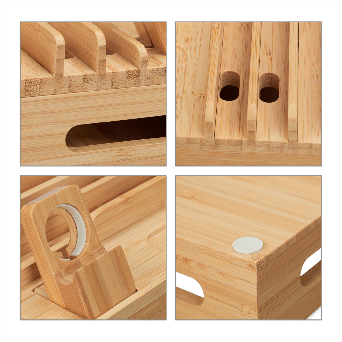 NABÍJECÍ stanice - světle hnědá, dřevo (13/17/11cm) - Relaxdays