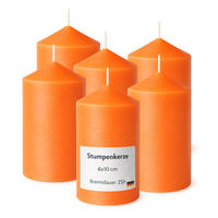 STUMPENKERZEN (6er Pack) Ø6cm x 10cm - Orange - Orange, Naturmaterialien (10cm) - HS Candle