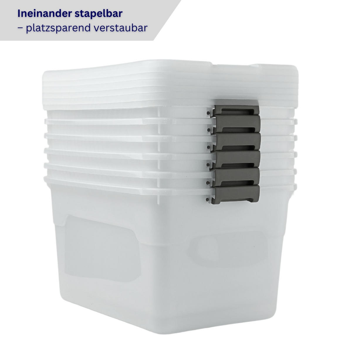 AUFBEWAHRUNGSBOX mit Deckel 30L im 6er Set Klein transparent stapelbar - Transparent, Kunststoff (46/26/33cm) - PROREGAL