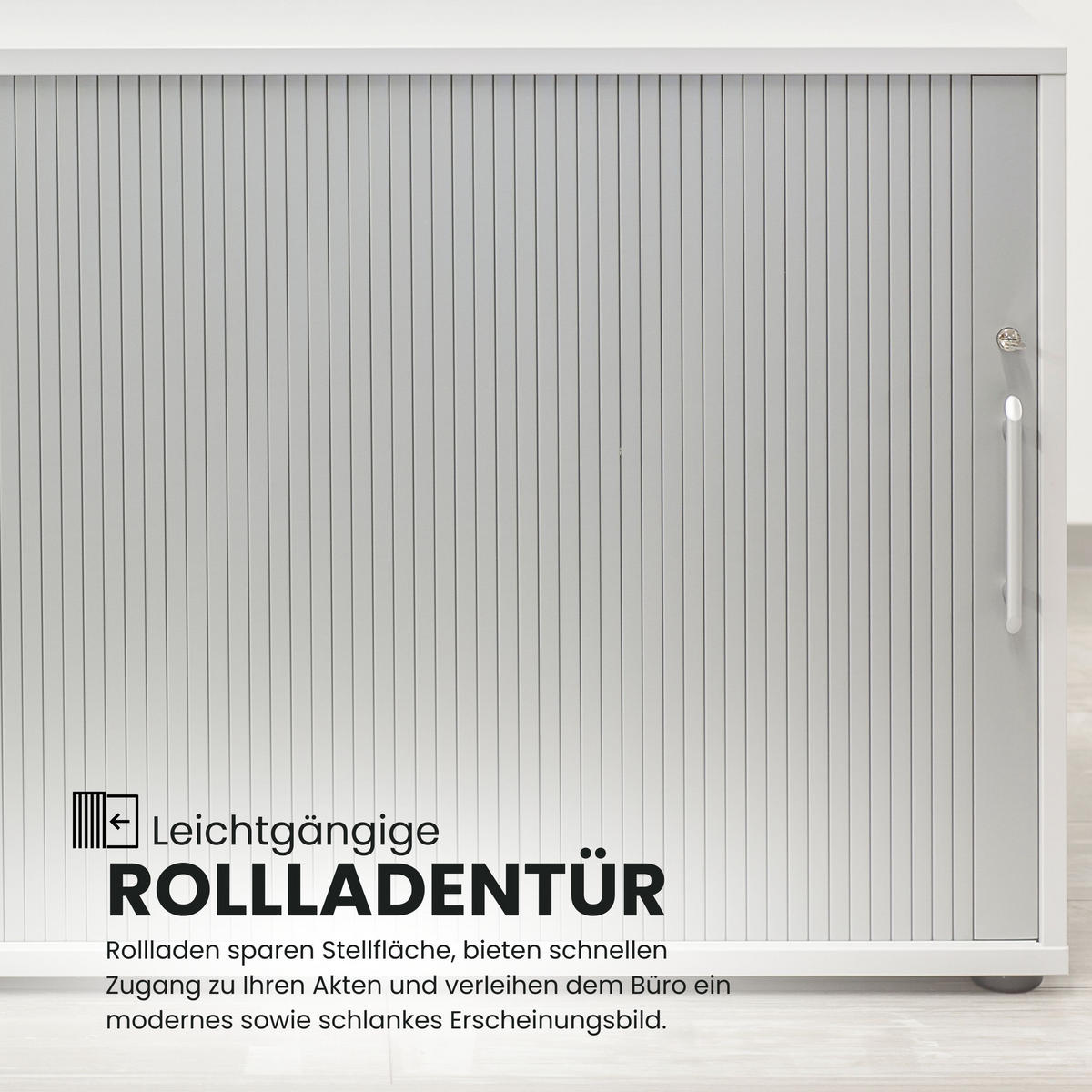 ROLLLADENSCHRANK - 2 Ordnerhöhen 40/120/74,8 cm in Ahornfarben/Silberfarben Streifengriff (Kunststoff) - Silberfarben/Ahornfarben, Holzwerkstoff (120/74.8/40cm) - bümö