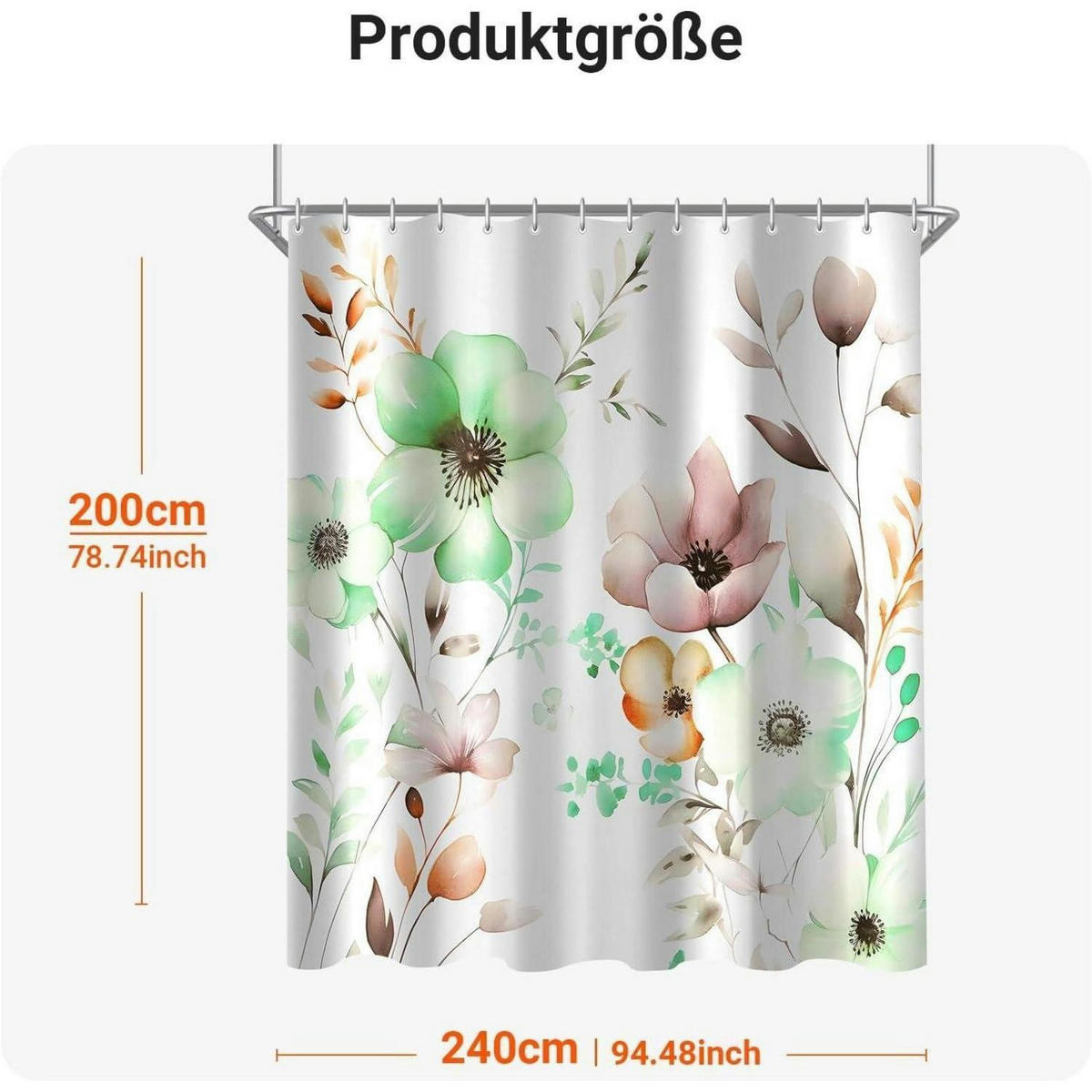 DUSCHVORHANG Blumen Zeichnen 240 x 200 cm - Multicolor, Textil (240/200cm)