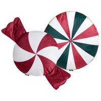 DEKOKISSEN 2er-Set Weiß 55/55 cm Twirl Treats - Rot/Weiß, Textil (55/55cm) - Beliani