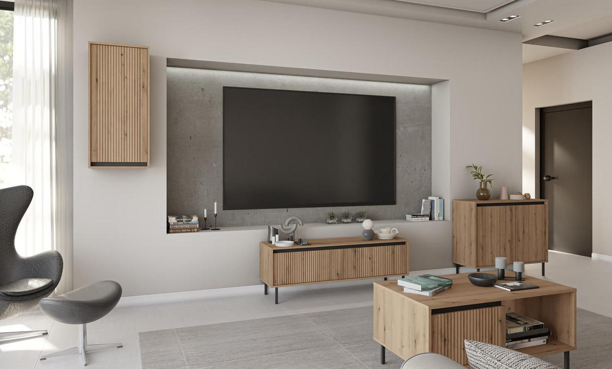 TV-SCHRANK mit Füßen 140 cm zwei türen eiche evoke Ciao - Braun, Holzwerkstoff (140/65/65cm) - Compleo24