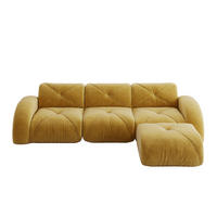 ECKSOFA 281/171/76 cm aus Chenille in Gelb, rahmenlos und flexibel - Gelb, Textil (171/281cm) - Flora Grace