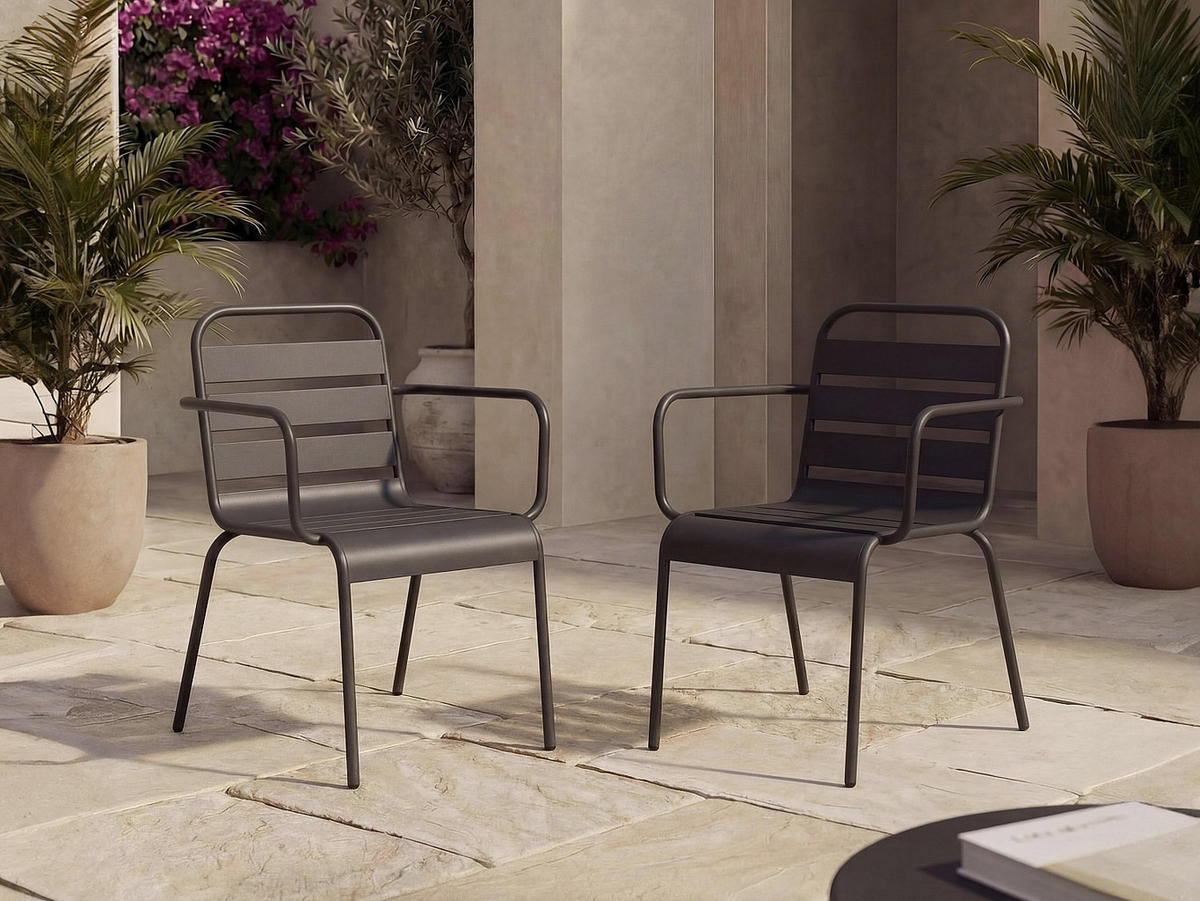 GARTENSTUHL - 56 cmcm x 59 cmcm - Metall - Anthrazitgrau - MIRMANDE - Anthrazit, Metall (56/79/59cm) - Vente-Unique