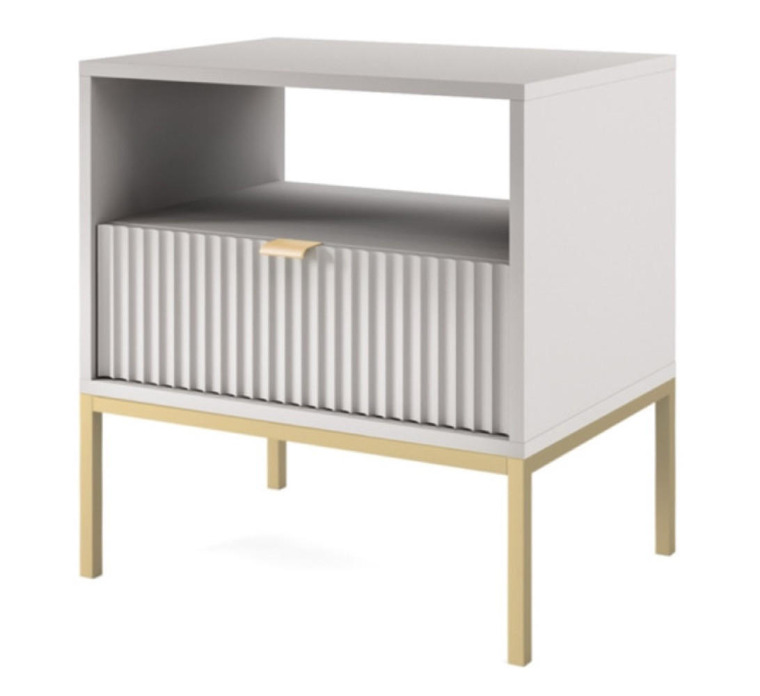NACHTTISCH Grau NEW Mit Goldfarbenen Beinen Mit Metallgestell - Goldfarben/Grau, Holzwerkstoff (54/56/39cm) - Sepro Meble
