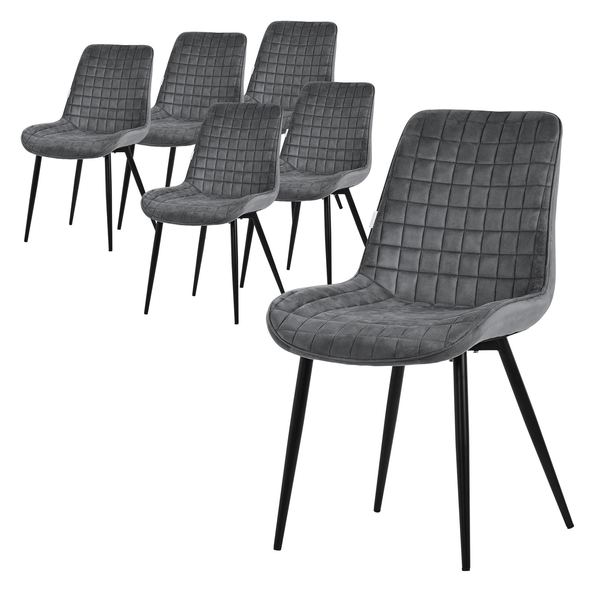 ML-DESIGN SADA 6 JÍDELNÍCH ŽIDLÍ antracitový samet